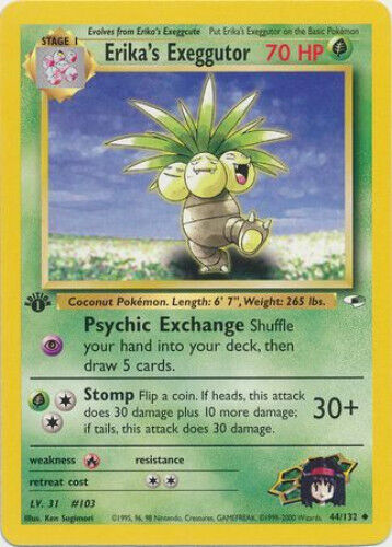 Pokemon Card - Gym Heroes 44/132 - ERIKA'S EXEGGUTOR (unc Pokemon Card - Gym Heroes 44/132 - ERIKA'S EXEGGUTOR (unc