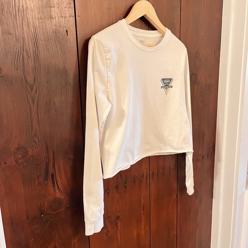 Vans Women's Cropped Long Sleeve T-Shirt white Ron Jon Surf Shop Size Large - 第 2/8 張圖片