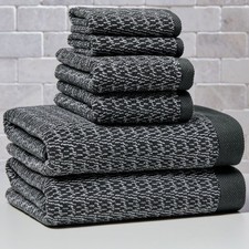 Better Homes Gardens Signature Soft Cotton Melange 6-Piece Bath Towel Set,Gray