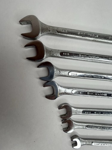 Vintage S-K 7 Piece Metric Combo Wrench Set # 1807 7, 9, 10, 12, 13, 14, 15 - Picture 5 of 6