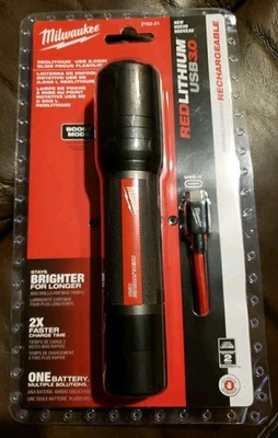 Linterna de enfoque deslizante USB REDLITHIUM 2.000 lúmenes Milwaukee 2162-21 NUEVA sellada Foto 1 de 4