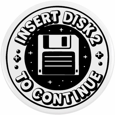 Button Pin Anstecker ''Diskette 2 zum Fortfahren einlegen'' (BB054120)