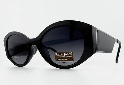 Katrin Jones KJ0861 Polarized Sunglasses Black Silver Luxury Fashion Women UV400