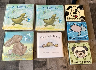 Lot of 7 Jellycat Board Books Panda Puppy Turtle Little Me Best Pet Magic Bunny