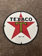 TEXACO MOTOR OIL PORCELAIN SIGN 11-3/4” GASOLINE