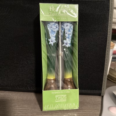 Twos Company Blue Hyacinth Flower Taper Candles Spring Bulb Easter New
