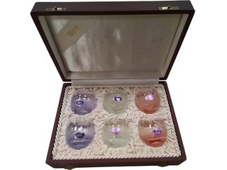 Moser Coloured Etched Glass Set of 6 with Presentation Box Z#9002