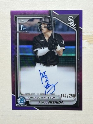 Rikuu Nishida 2024 Bowman Chrome Purple Refractor Auto /250 White Sox 1st