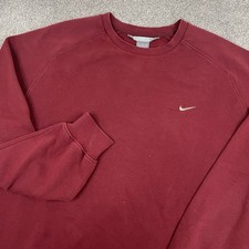 Vintage Nike Silver Tag Sweatshirt Men XXL Y2K Swoosh Pullover Heavy Red Workout