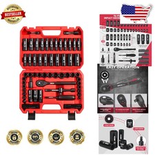 96pc 3/8" Drive Impact Socket Wrench Bit Set Cr-V Durable