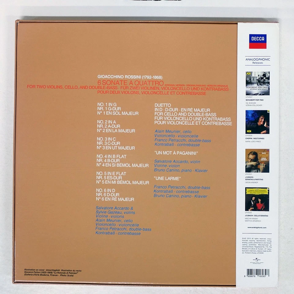 ACCARDO ROSSINI 6 SONATE A QUATTRO ANALOGPHONIC LP43030 Germany VINYL 2LP - Image 2 of 3