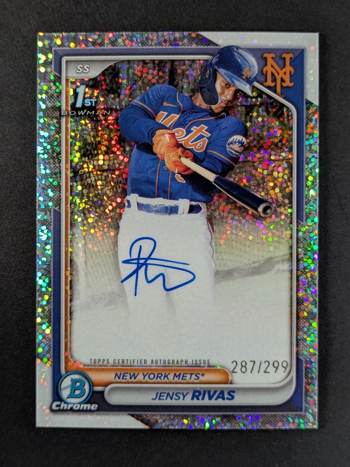 2024 Bowman Chrome JENSY RIVAS 287/299 1st Bowman Auto Speckle Refractor #CPA-JR