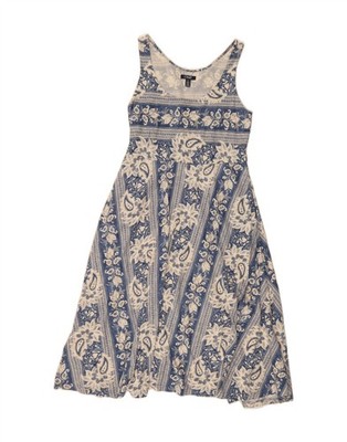 Chaps Damen ärmelloses Maxikleid UK 14 Large blau Paisley Baumwolle AQ10
