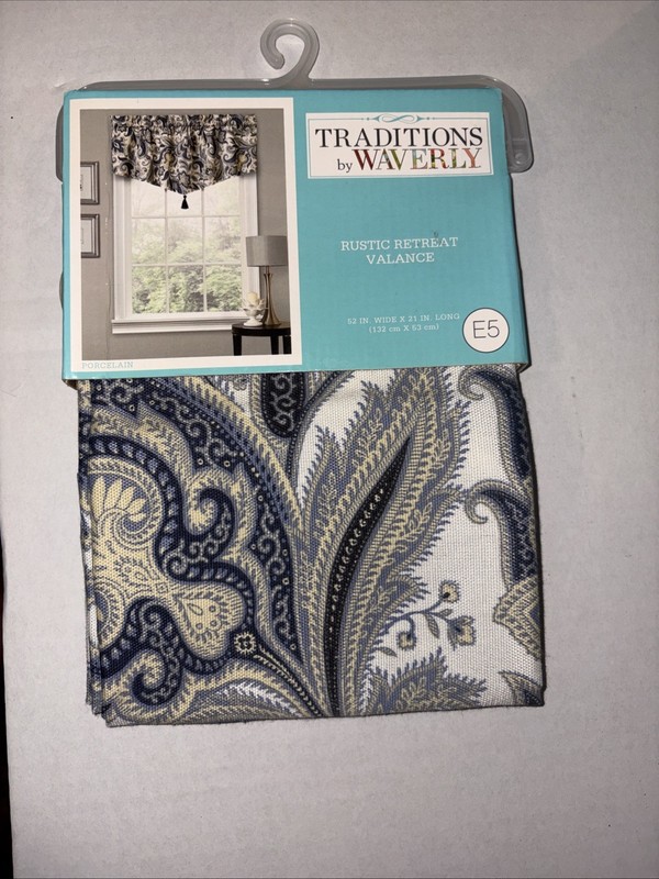 One Traditions by Waverly Rustic Retreat Ascot Valance 52 x 21 NIP Porcelain