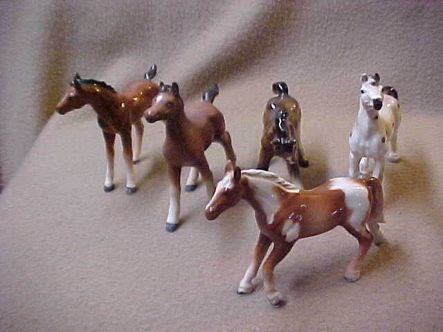 5 Vintage Ceramic Horses, Japan, Victoria Ceramics