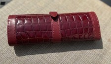 Travel Jewelry Organizer Red Faux Croc Embossed Case Snap Closure Lightweight 8