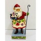 Jim shore holiday fun 401-0850 2008 Enesco Santa cow staff figure folk art resin