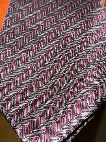 New & Lingwood Paperclips Silk Tie Purple NWT Jermyn St Made in Italy £125 - Picture 3 of 4