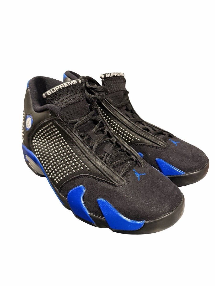 Nike Air Jordan 14 XIV Supreme Black Blue Chrome Size 7 BV7630-004