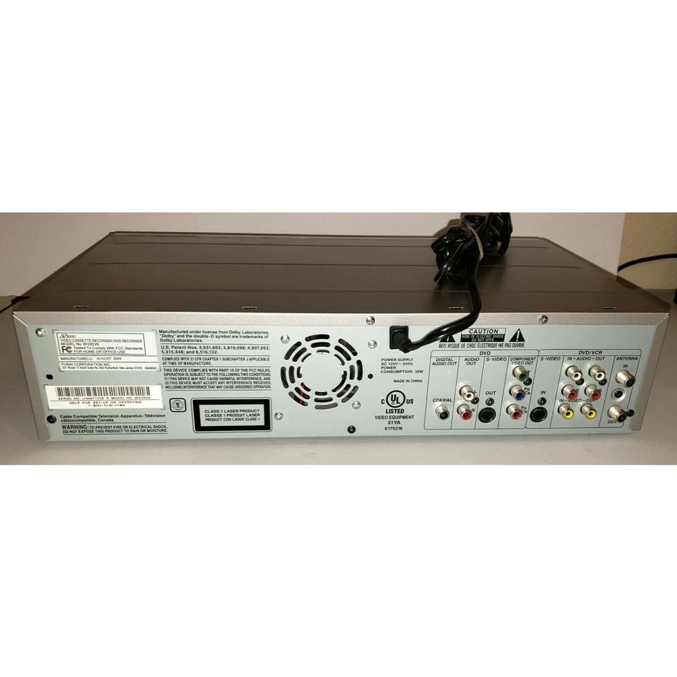 Funai WV20V6 Grabadora de DVD VCR Combo 1 Botón Vhs a DVD Doblaje con Control Remoto Foto 2 de 4