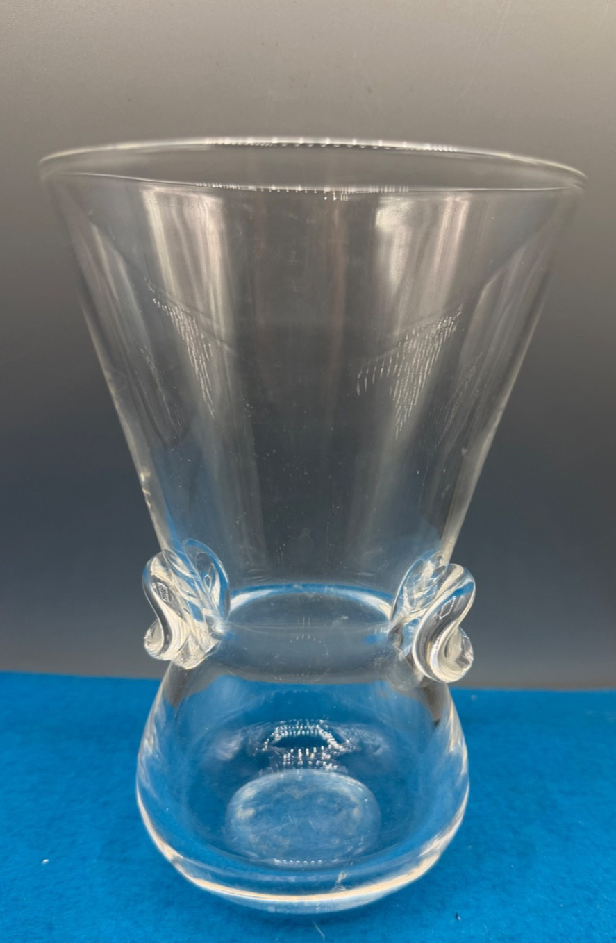 Vintage Steuben Crystal Art Glass Signet Thumb Print Signed Vase 6