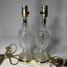 Lot Of 2 Crystal d' Adriana 24% Lead Crystal Boudoir Lamp Flower Frosted (HEAVY)