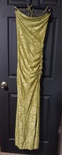 Formal Floral Lace Slit Mermaid Dress Green XL