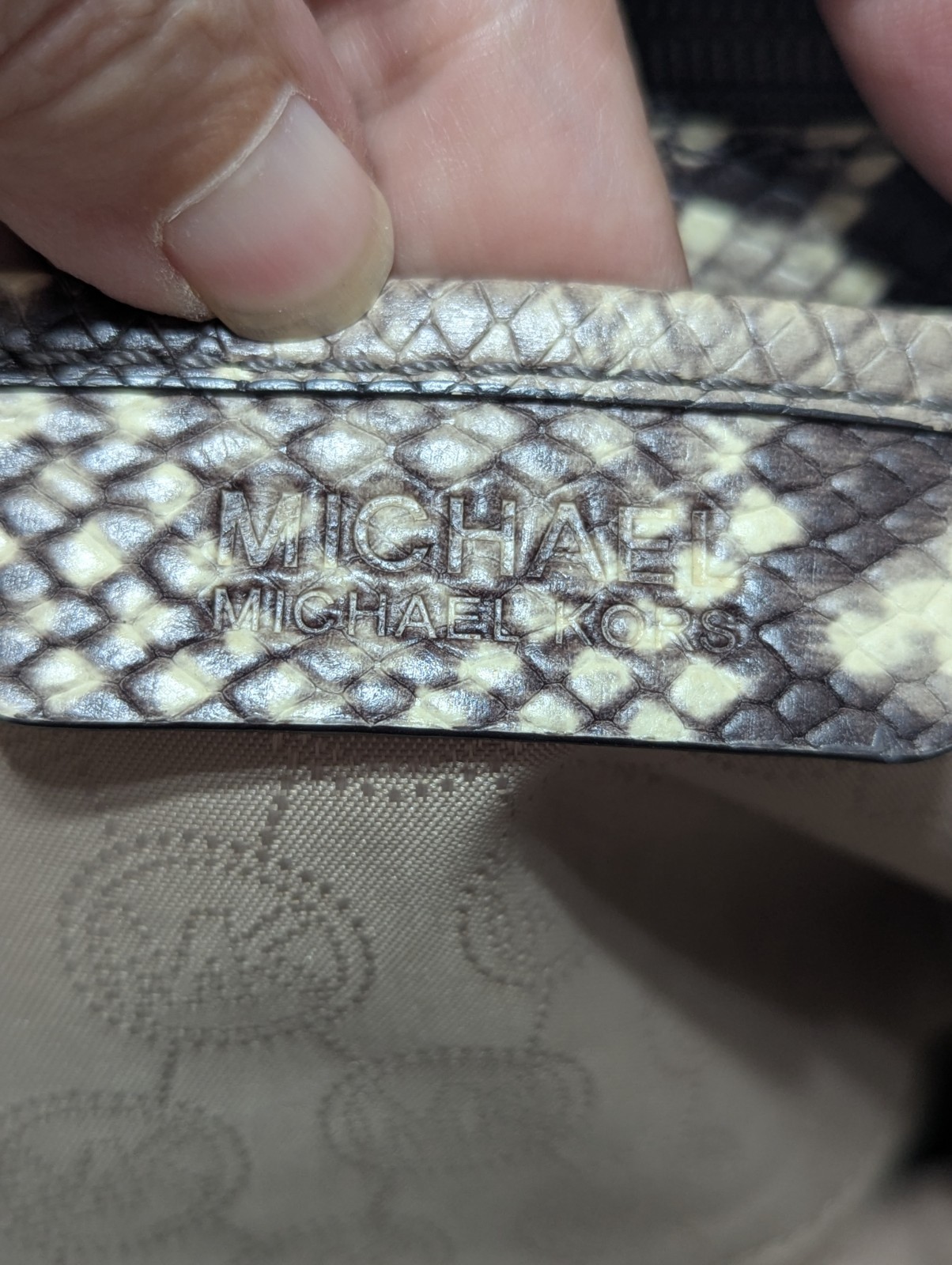 MICHAEL KORS Riley Embossed Python Leather Satche… - image 12