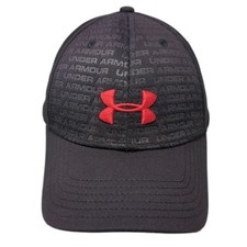 Under Armour Baseball Cap Black One Size Logo Pattern Stretch Fit Athletic Hat
