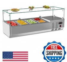48'' Countertop Refrigerated Condiment Station with Auto Defrost, Digital Cont