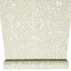 Green Floral Wallpaper Rabbits Deer Textured Slightly Imperfect Thick Vinyl