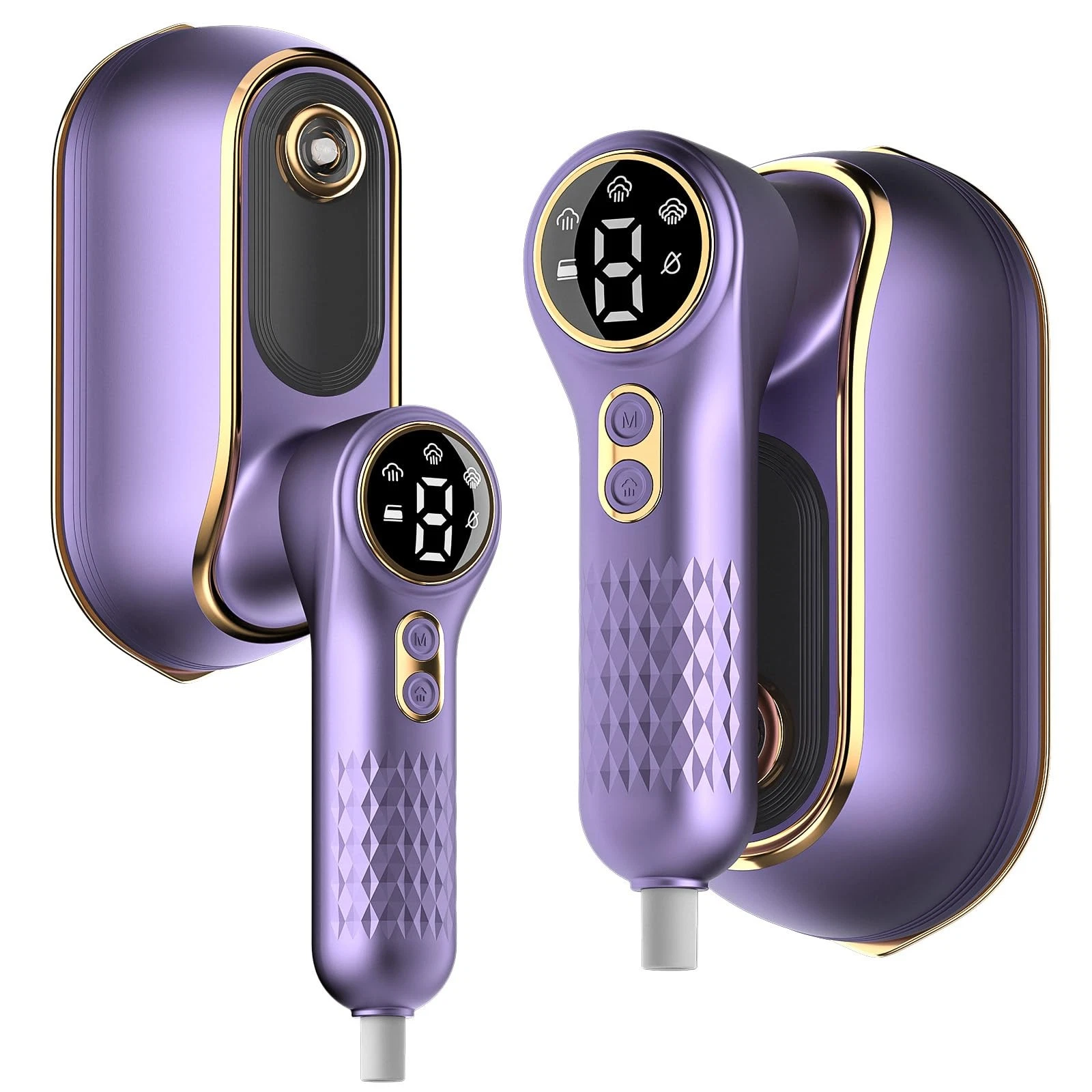 Handheld Fabric Steamer 150ml 4 Modes LCD Display 1200W Powerful Purple Portable