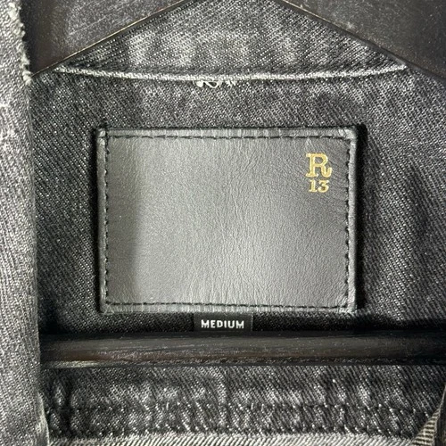 R13 Denim Trucker Jacket Men’s Black Zip Size Medium $1250 MSRP image 10