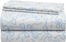 Baby Blue Bow 3-Piece Twin Sheet Set - Soft Bedding for Kids Teens