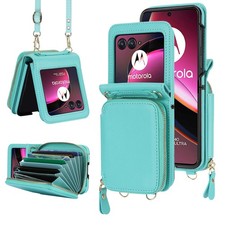 For Motorola Razr 2025/2024/2023 60 Ultra Crossbody Zipper Wallet Card Hard Case