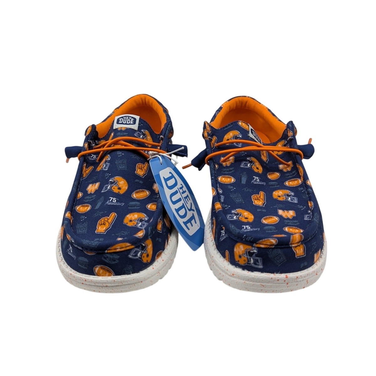 Hey Dude Wally Whataburger Mens 10 Blue Orange Slip On Casual Shoes Texas NWT Hey Dude Wally Whataburger Mens Size 9 Orange/Navy Slip-On  main image 3