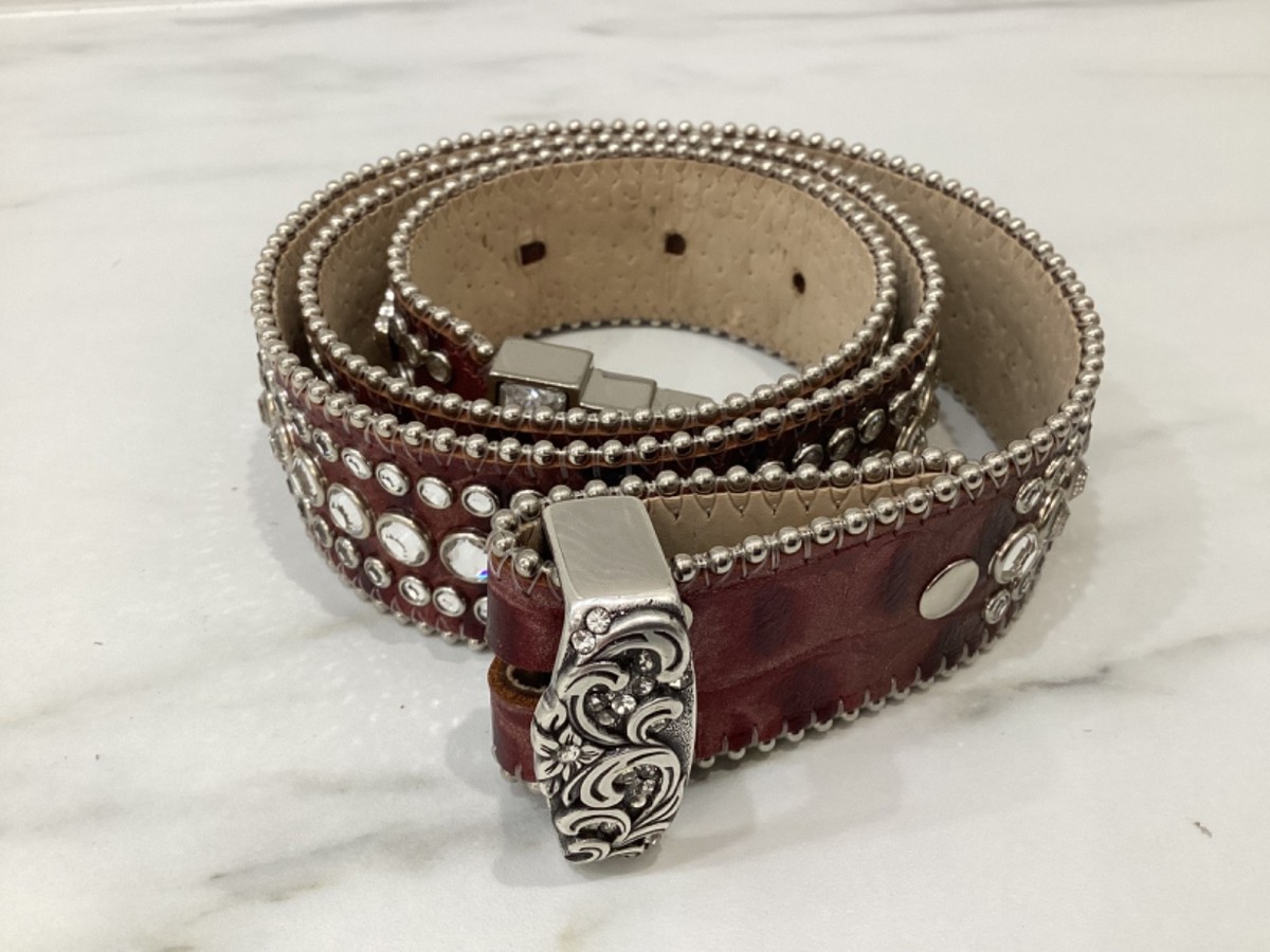 BB Simon Brown Embossed Crystal Rhinestone Western Cowgirl 