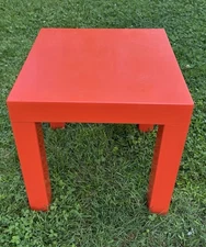 Parsons Plastic Table Kartell Style Red Orange Square Vintage Mid Century 16”