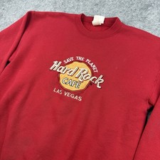 Vintage Hard Rock Cafe Las Vegas Crewneck Sweatshirt Large Red Solid Made In USA