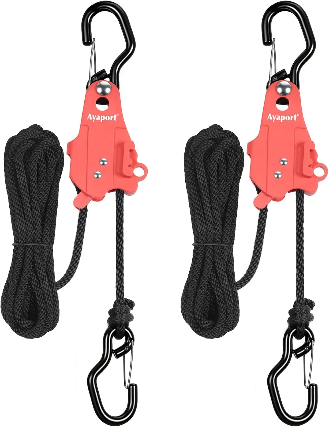 Rope Hoist & Tightener, Pull-Release Self-Locking, 2Pack | 1/4"X15' Hoist Loads
