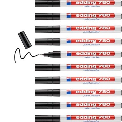 edding 780 paint marker - black - 10 pens - round tip 0.8 mm - paint marker for 