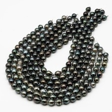 10-11mm Tahitian Pearl in Full Strand, Natural Colors with High Luster, Tempora