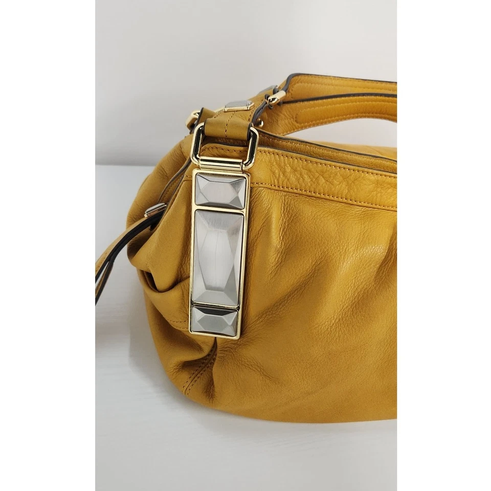 B. Makowsky Genuine Leather Mustard Color Hobo Handbag, Mob Wife Aesthetic, Boho - Image 3 of 4