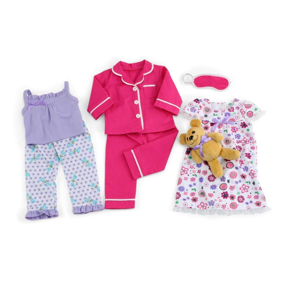 Cozy Pajamas 18" Doll Pjs Sleep Set Collection, With Toy...