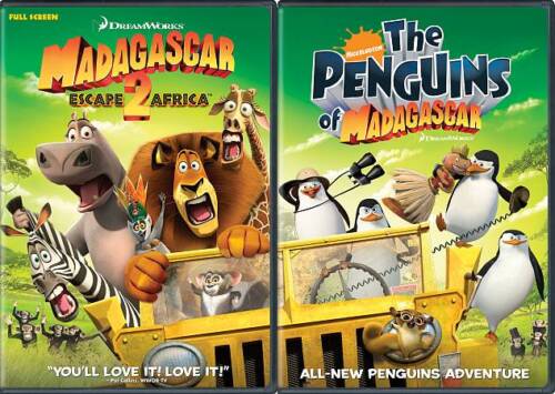 madagascar escape 2 africa & the penguins of madagascar  2x dvd sealed double pa - Picture 1 of 1