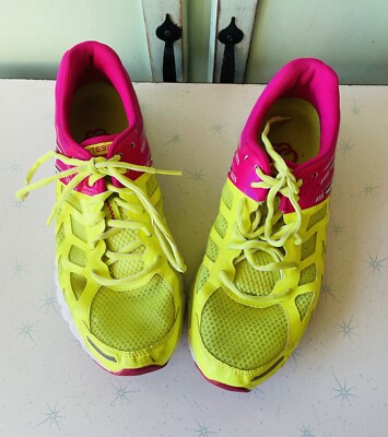 ASICS GEL-Lyte Size 9 Neon Yellow Hot Pink Women s Track Running Workout Sneaker