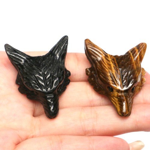 Estatua Tallada a Mano Cabeza de Lobo Colgante Piedra Natural Cristal Cuarzo Curación Amuleto - Imagen 1 de 26