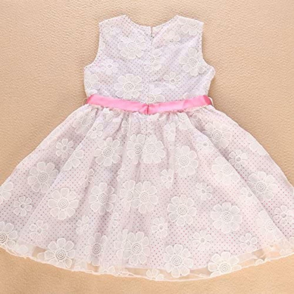 Little Girl Dress with Ribbon Lace Top Cotton for Kids 2-7