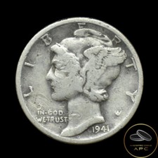 1941 D Mercury Dime 10C 90% Silver Nice Coin