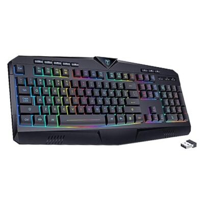 Wireless Keyboard, Rechargeable RGB Backlit Wireless Gaming Carbon Black